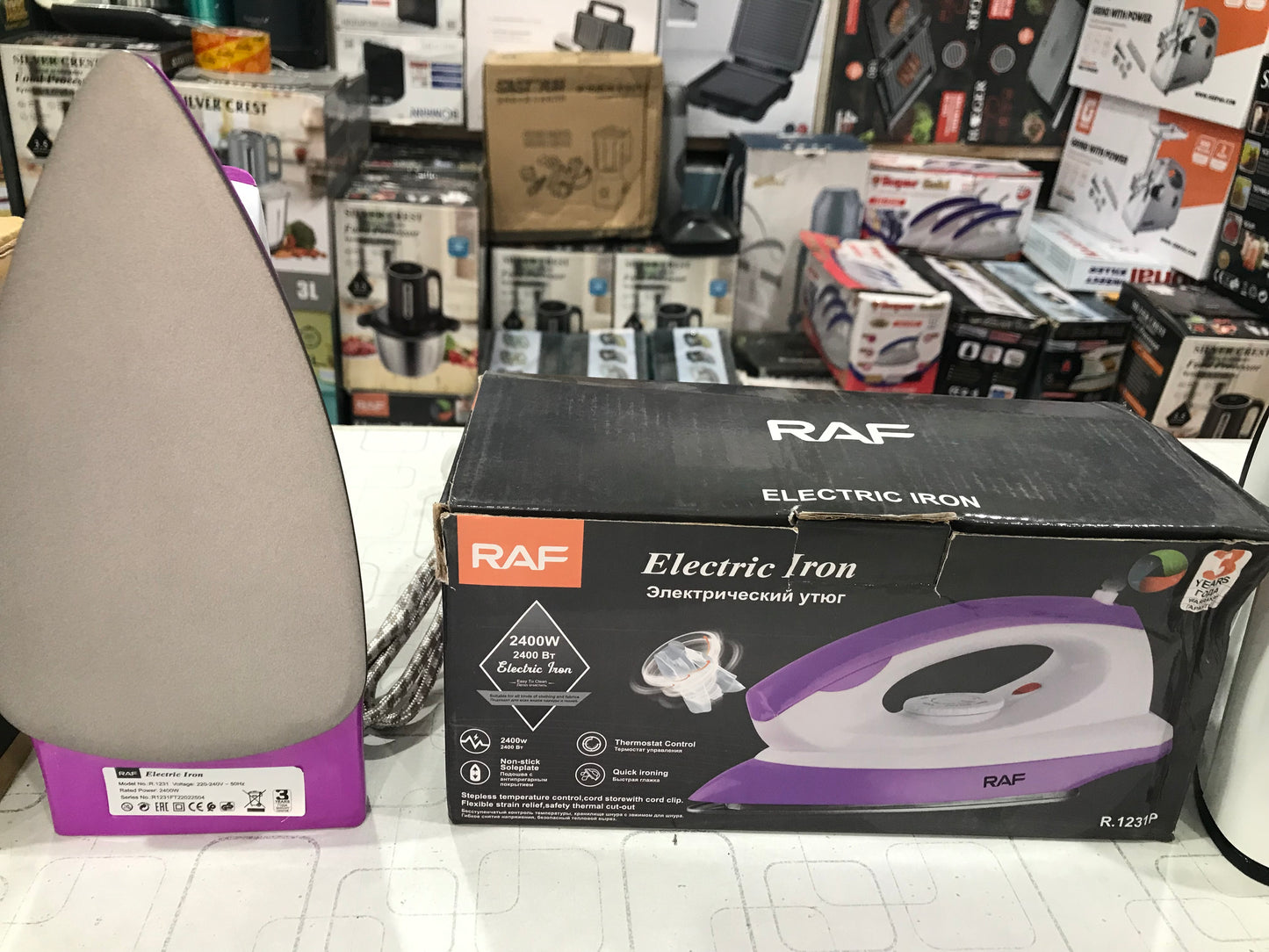 RAF Electric Iron 2400watt, Lightweight Design, Non-Stick Coated